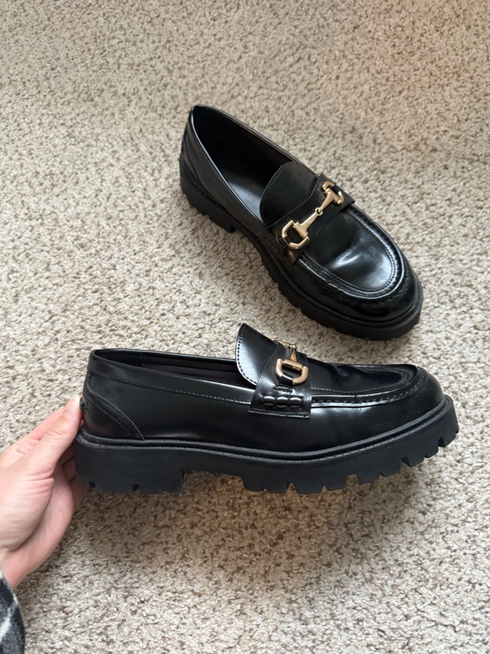 H&M Black chunky loafers size 8